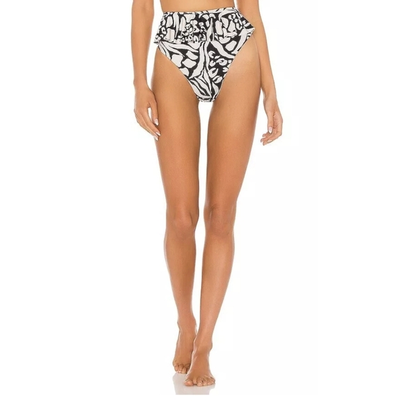 New BEACH RIOT Daisy Bikini Bottom Black & Cream Animal Print Swim. - Picture 7 of 16